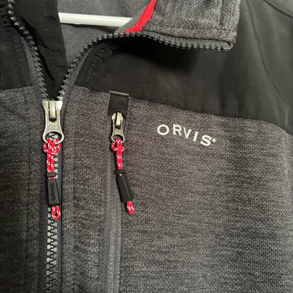 Orvis Full-Zip Jacket Men’s Gray Black Medium Fleece Lined Outdoor Classic - Picture 6 of 10